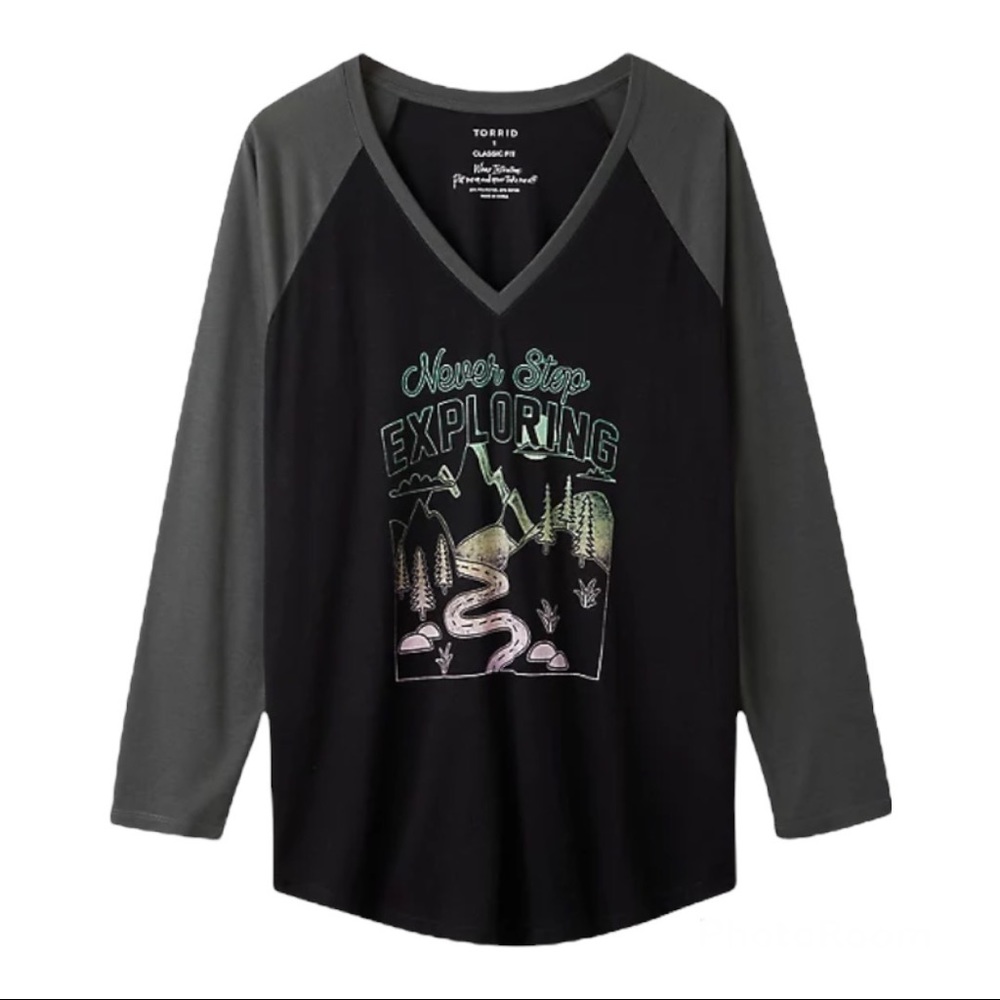 Torrid Never Stop Exploring Graphic Tee 3X‎ Baseball Style T-shirt NWT